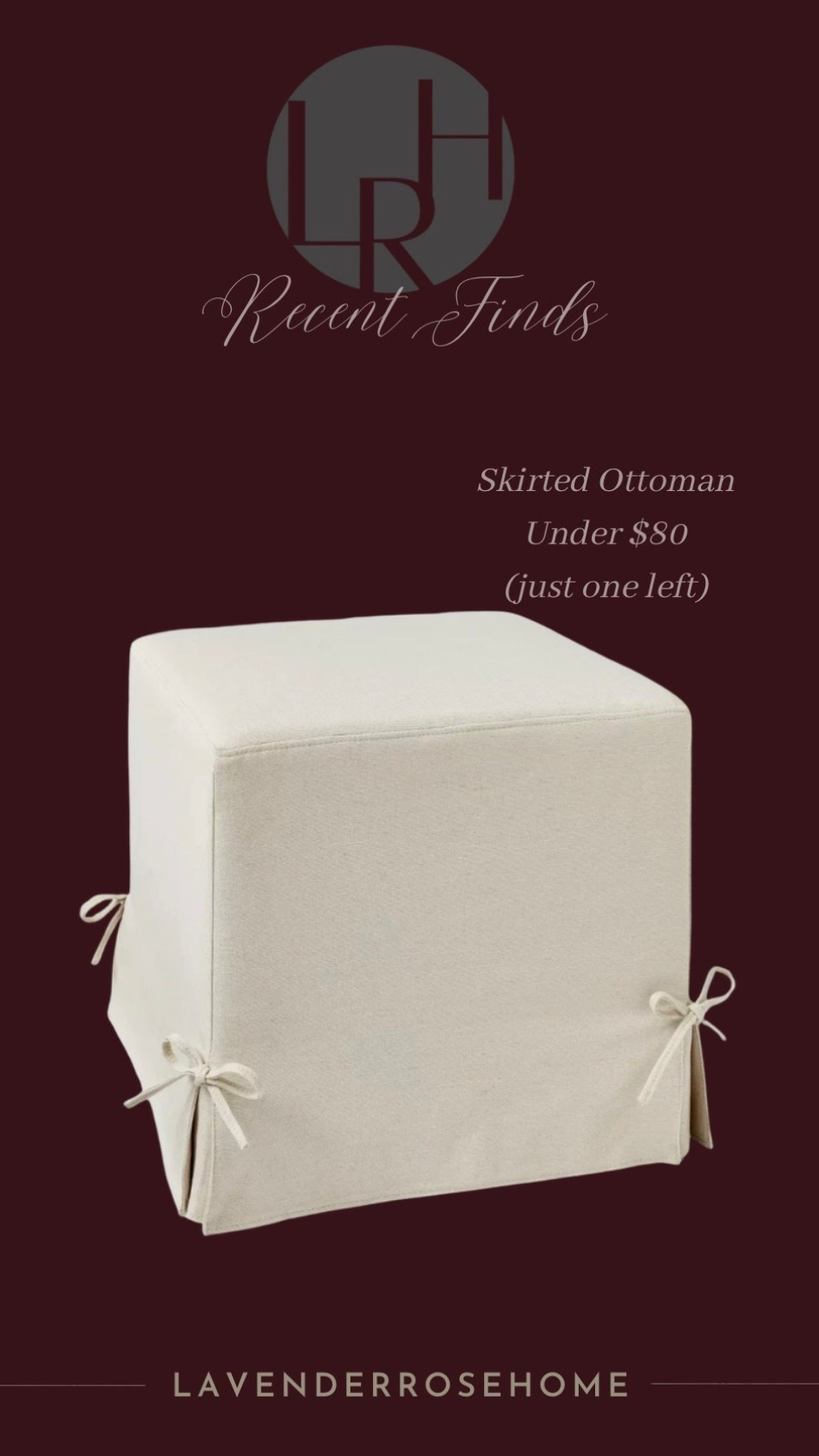 Ottoman. Living Room. Office. Study. Sitting Area. Skirted Ottoman. Neutral Home. Lavender Rose Home. Collected + Classic Home.

#LTKHome #LTKFindsUnder100