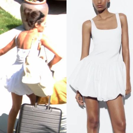 Paige DeSorbo’s White Balloon Mini Dress // Info= @paige_desorbo 