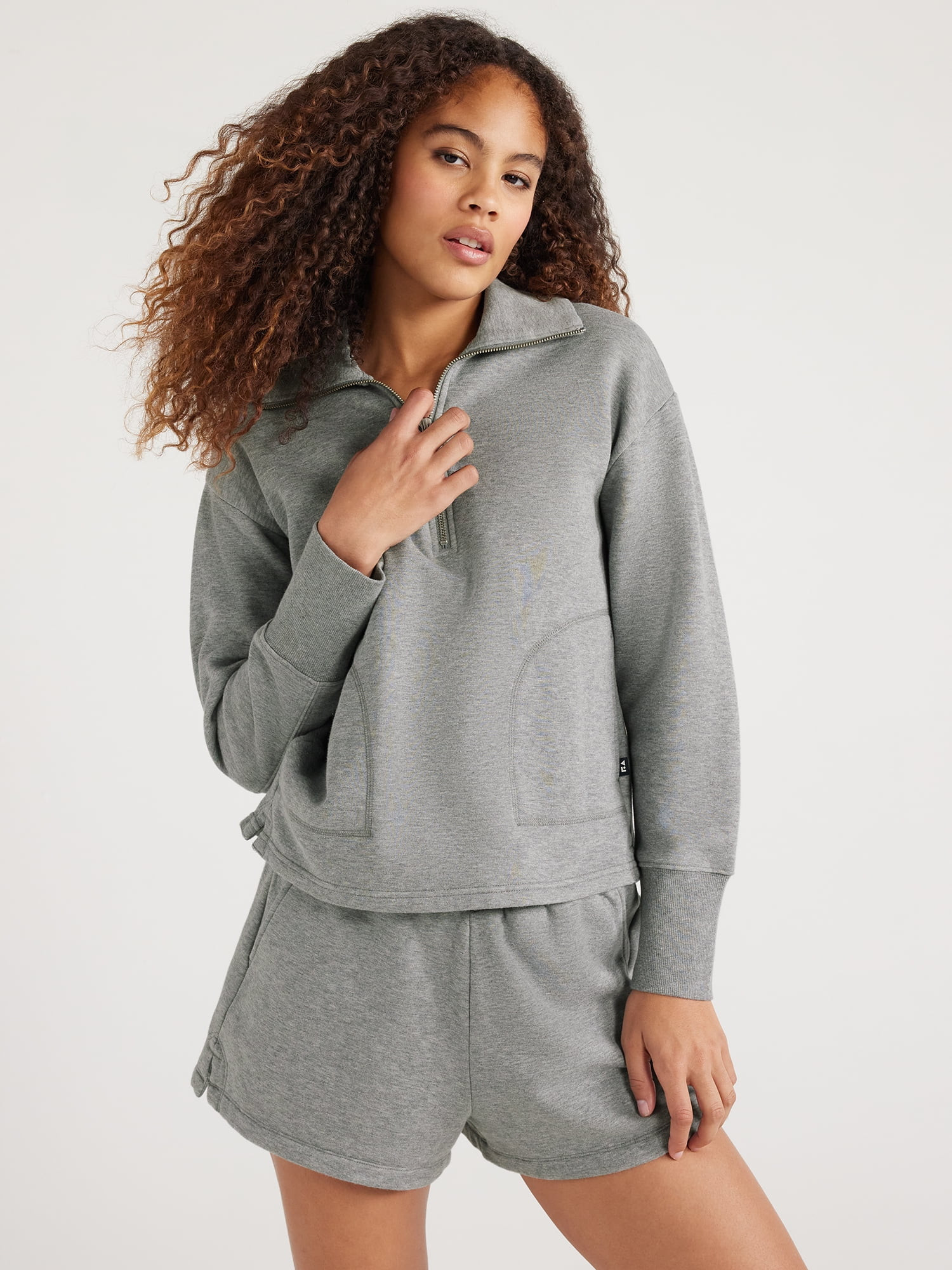 Free Assembly Women's Half Zip Sweatshirt, Sizes XS-XXXL - Walmart.com | Walmart (US)