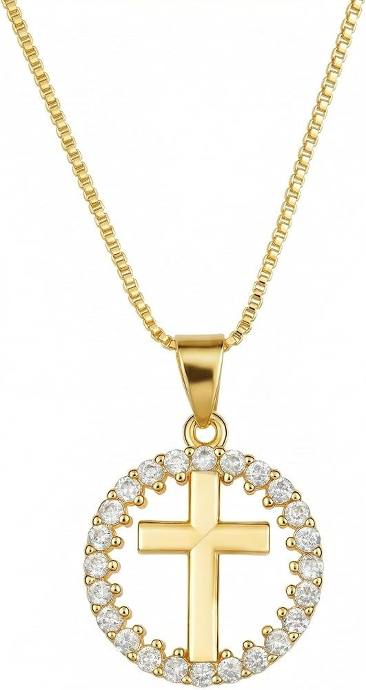 EtherealEdge Cross Necklace for Women Dainty Simple 14K Gold Cross Necklace Faith Cross Jewelry T... | Amazon (US)