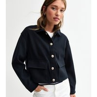 Women's Navy Textured Crop Shacket New Look | New Look (UK)