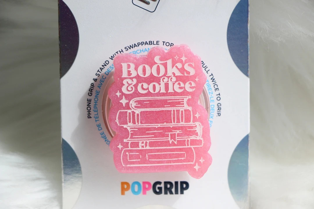 Books & Coffee Bookish Pink Pearlescent Resin Phone Grip - Etsy | Etsy (US)
