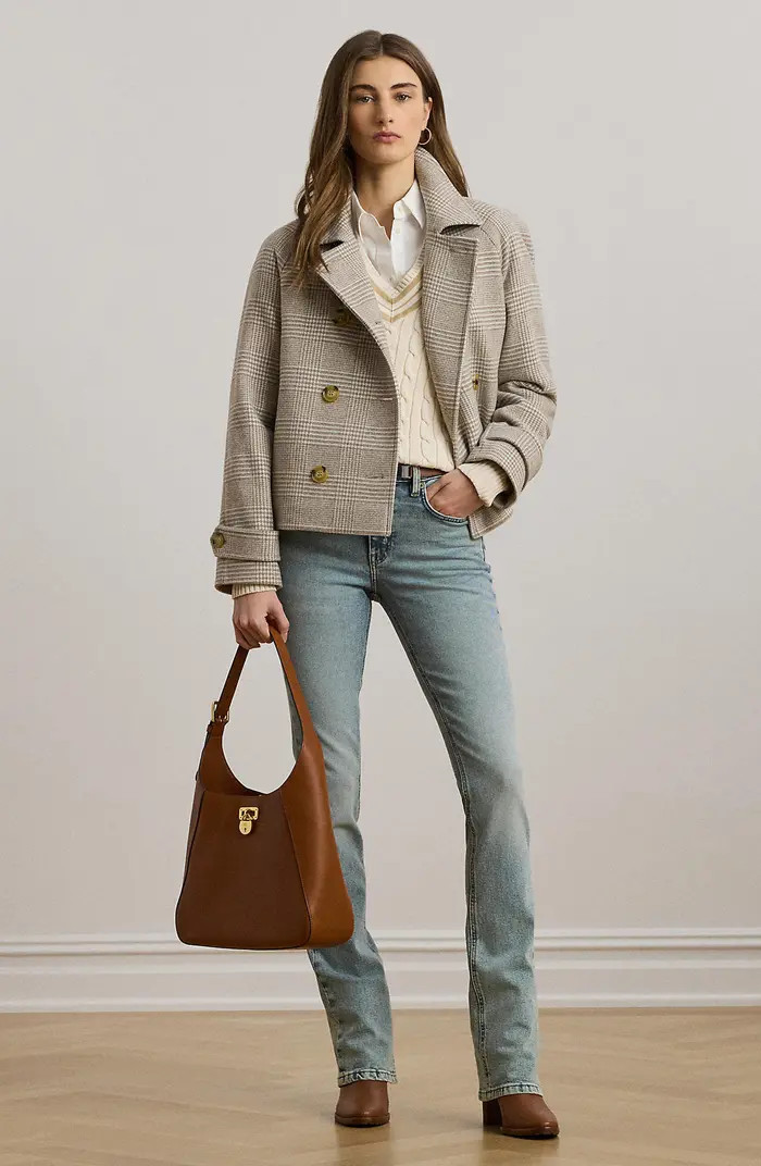 Double Breasted Wool Blend Crop Coat | Nordstrom