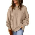SHEWIN Womens Sweaters Crewneck Long Puffy Sleeve Pocketed Pullover Sweater Casual Fall Loose Kni... | Walmart (US)