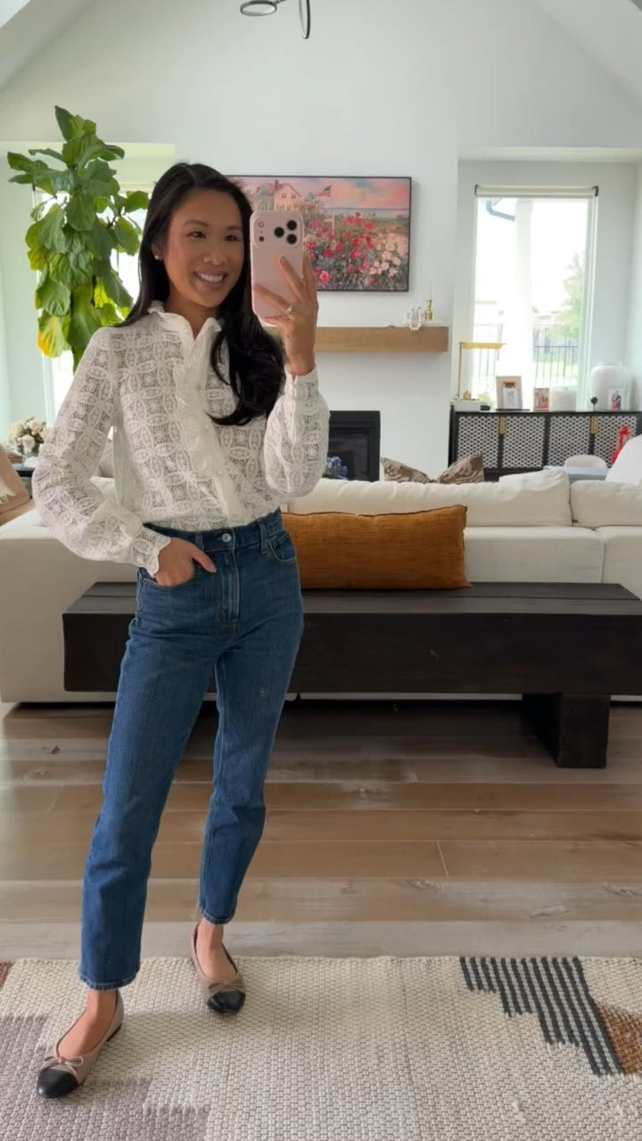 Smart casual outfit with dark wash jeans styled with the cutest blouse! Perfect for summer or early fall

#LTKootd