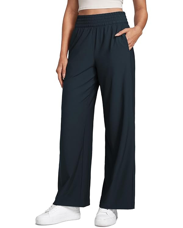 CRZ YOGA Lightweight Drapey Wide Leg Pants for Women 30" Flowy High Waisted Casual Lounge Travel ... | Amazon (US)