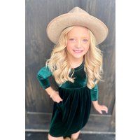 Green Forest Velvet Maxi Dress Knee Lenght/Elegant Dress/Fall Dress/Toddlers Outfit/Maxi Dress/Longs | Etsy (US)