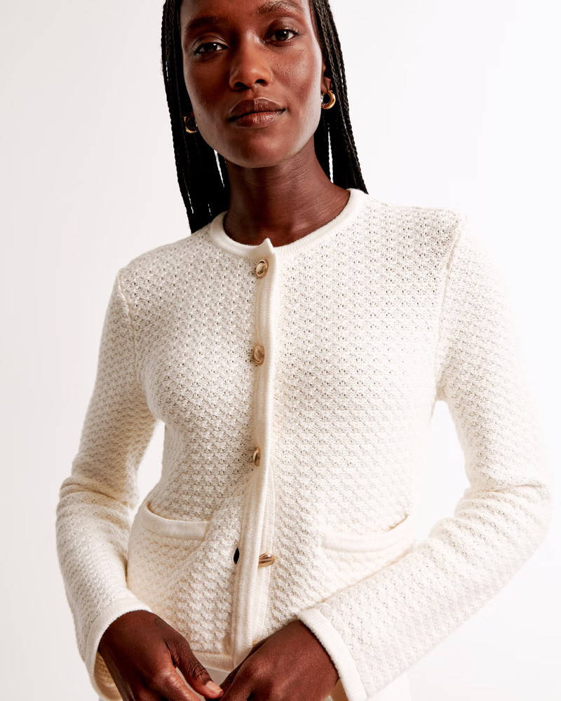 Women's Textural Crew Sweater Jacket | Women's Clearance | Abercrombie.com | Abercrombie & Fitch (US)