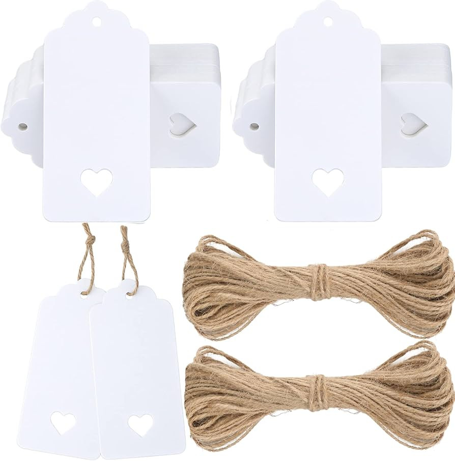 G2PLUS Gift Tags with String,100PCS White Paper Tags Hollow Heart Wedding Favor Tags for Fathers ... | Amazon (US)