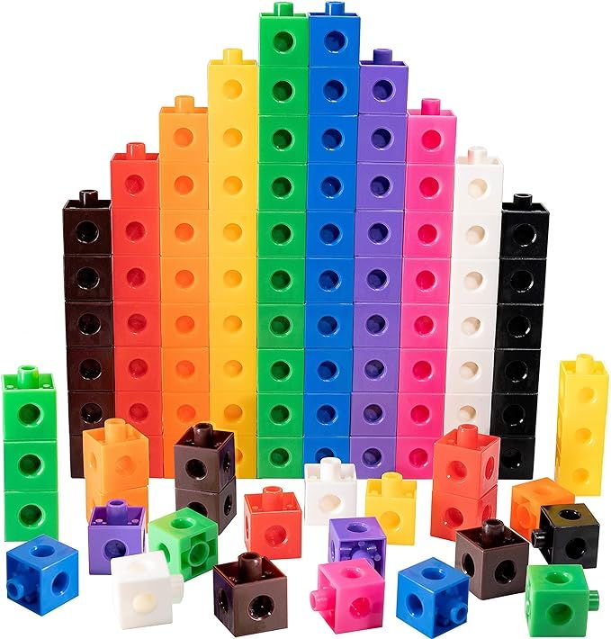 TOYLI 100 Piece Linking Cubes Set for Counting, Sorting, STEM, Connecting Counting Blocks Math Ma... | Amazon (US)