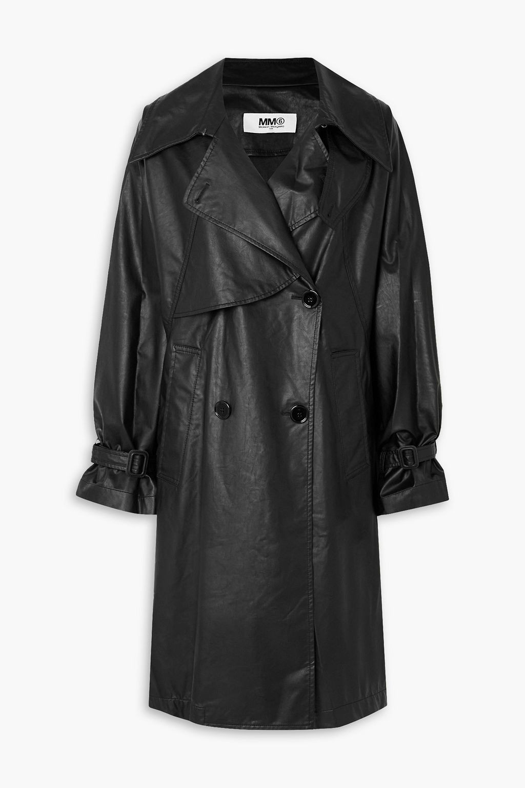 Black Faux leather trench coat | MM6 MAISON MARGIELA | THE OUTNET | The Outnet (US and CA)