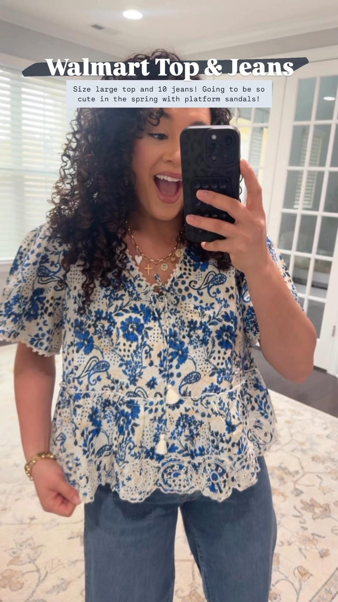 Walmart top and jeans size large and 10 I am 5”4 #walmart #walmartfashion 