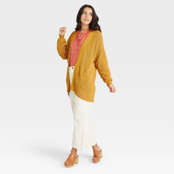 Women's Open Layering Cardigan - Universal Thread™ Gold | Target