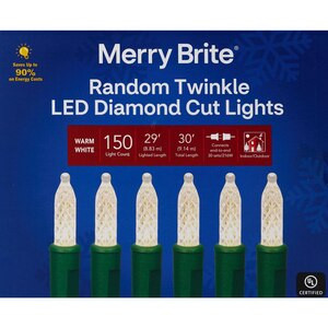 Merry Brite 150 Twinkle LED Diamond Cut Lights, Warm White, 30 ft | CVS Health