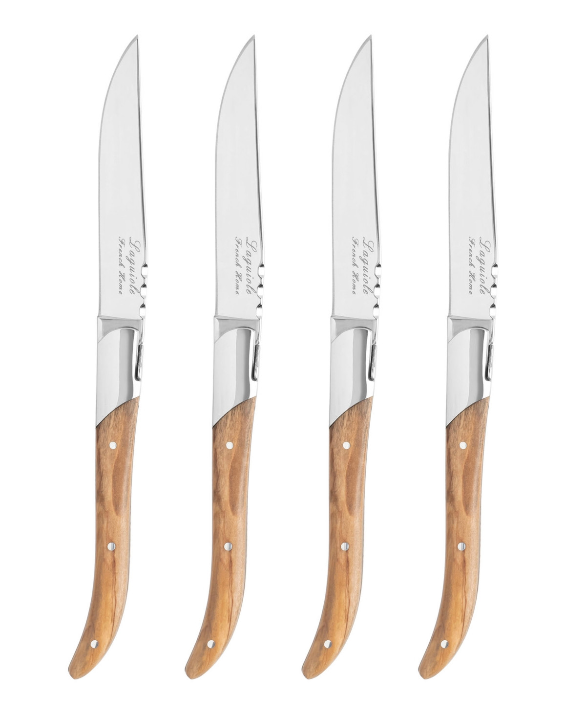 French Home Stainless-Steel Laguiole Set of 4 Connoisseur Steak Knives with Olive Wood Handles | Macys (US)