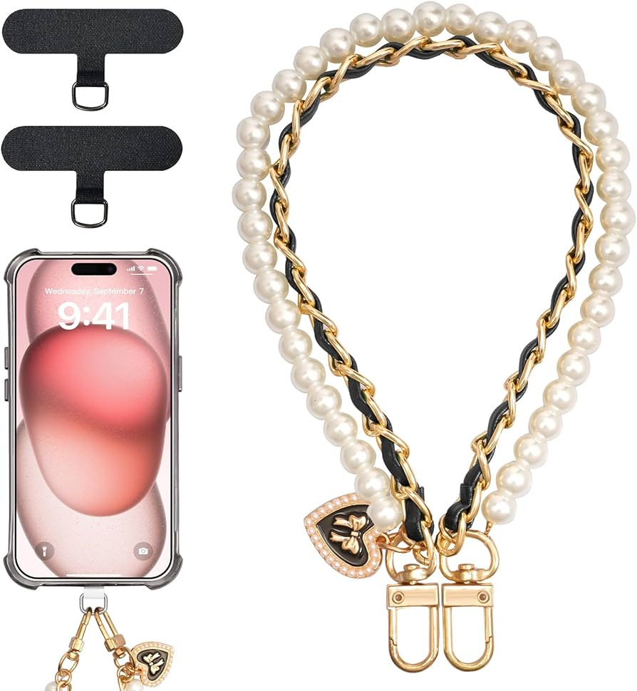 TiMOVO Correa de muñeca con cuentas para teléfono, correa de muñeca desmontable con pestaña d... | Amazon (US)