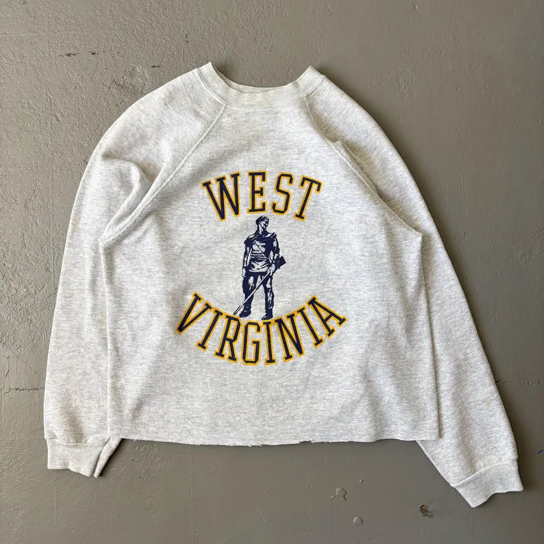 Vintage 1990\u2019s West Virginia University Cropped Crewneck Sweatshirt - Medium | Etsy (Global)