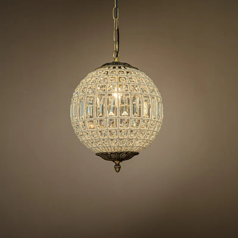 Schacher 1-Light 12" Vintage Antique Gold Glam And Ornate Crystal Globe Chandelier With Crystal A... | Wayfair North America