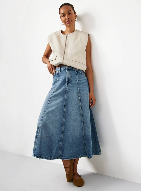 Buy Mid Blue Denim Panelled Full Skirt 14 | Skirts | Tu | Tu Clothing