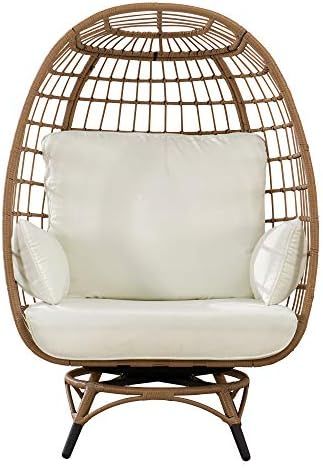 Sunjoy Simon Swivel Egg Cuddle Chair, Light Brown | Amazon (US)