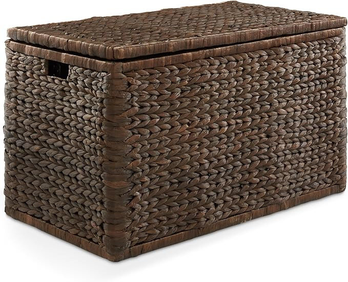 Casafield 30" Storage Chest with Lid, Handles, and Safety Hinge - Espresso, Water Hyacinth Wicker... | Amazon (US)