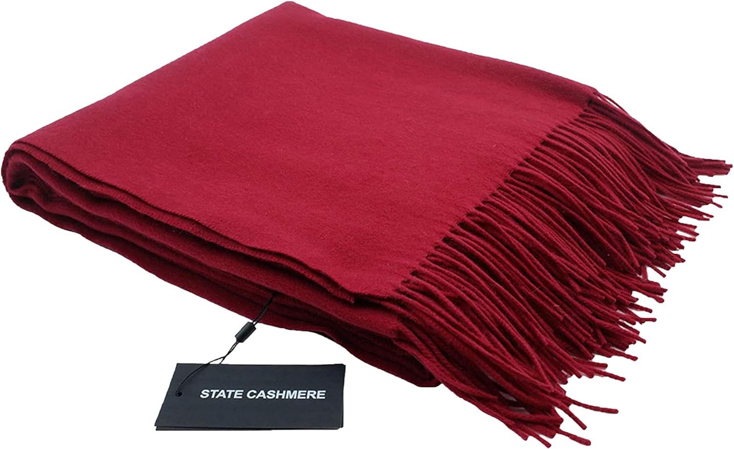 State Cashmere 100% Pure Cashmere Throw Blanket with Fringes Ultimately Soft and Warm 60"x50" (Bu... | Amazon (US)