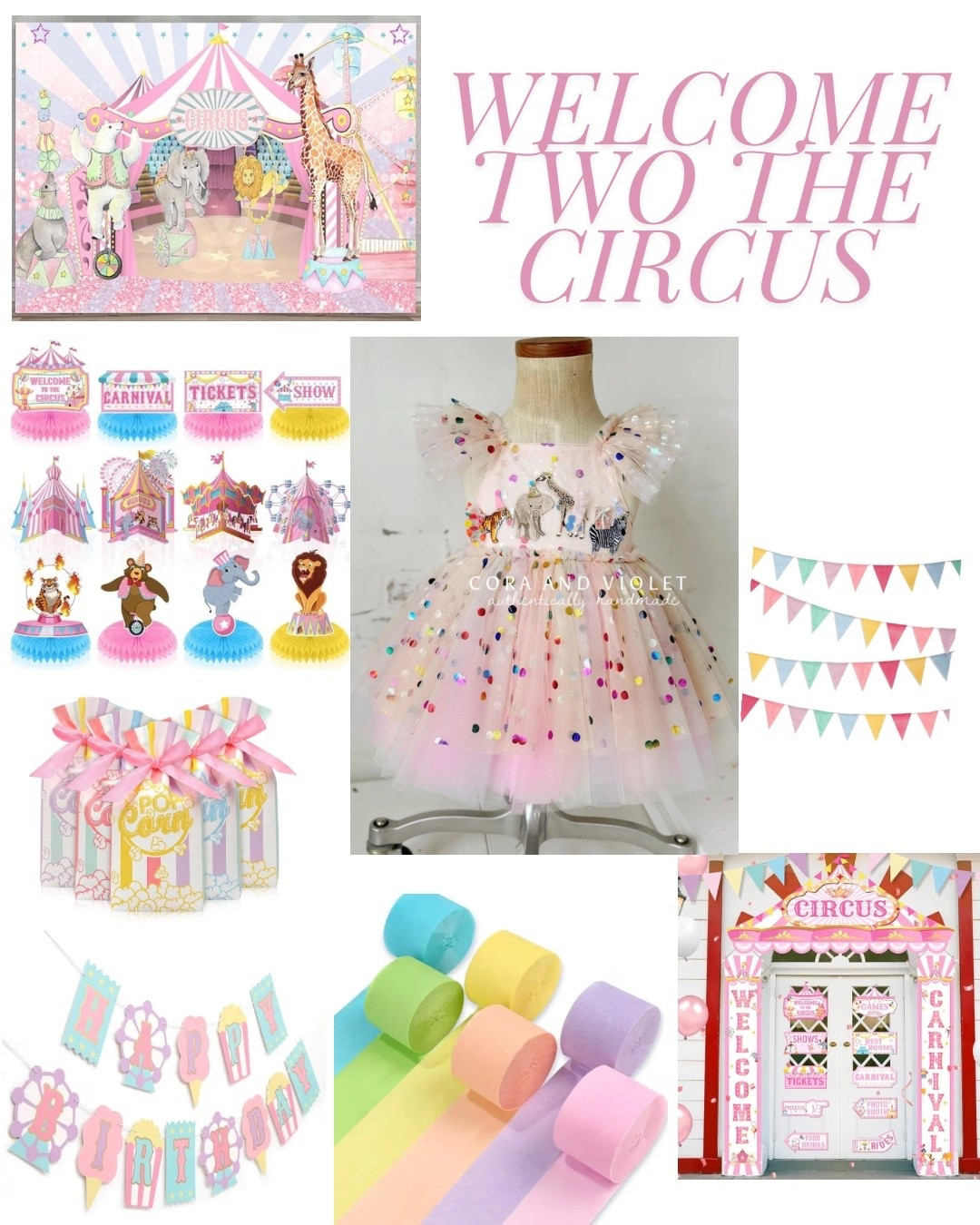 Welcome TWO the circus or party animal birthday decor! Dress is handmade from Cora and Violet! Love the colorful pastels for this birthday theme! Second birthday theme, toddler birthday idea

#LTKBaby #LTKmomlife #LTKKids