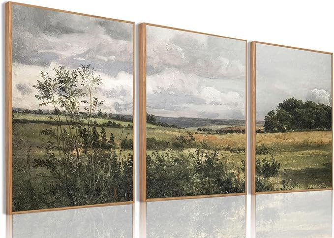 IBHJSART Framed Canvas Vintage Wall Art,Landscape Decor Prints,Set of 3 Nature Countryside Art Re... | Amazon (US)