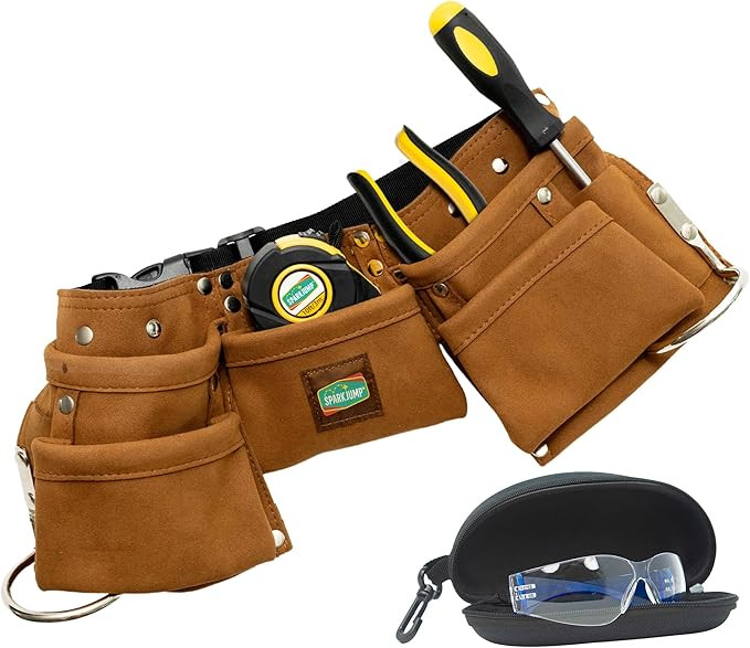 SparkJump Kids Brown Tool Belt, Adjustable Leather Tool Belt for Toddlers and Kids, Dress-Up Cons... | Amazon (US)
