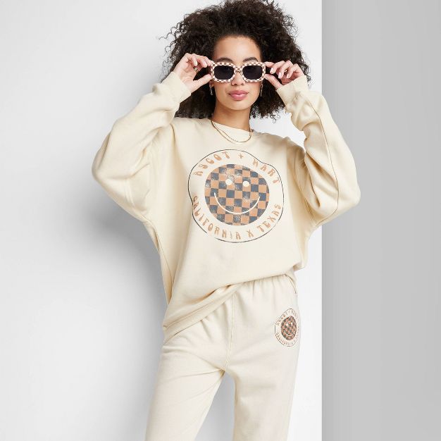 Women's Ascot + Hart Graphic Pullover Sweatshirt - White | Target