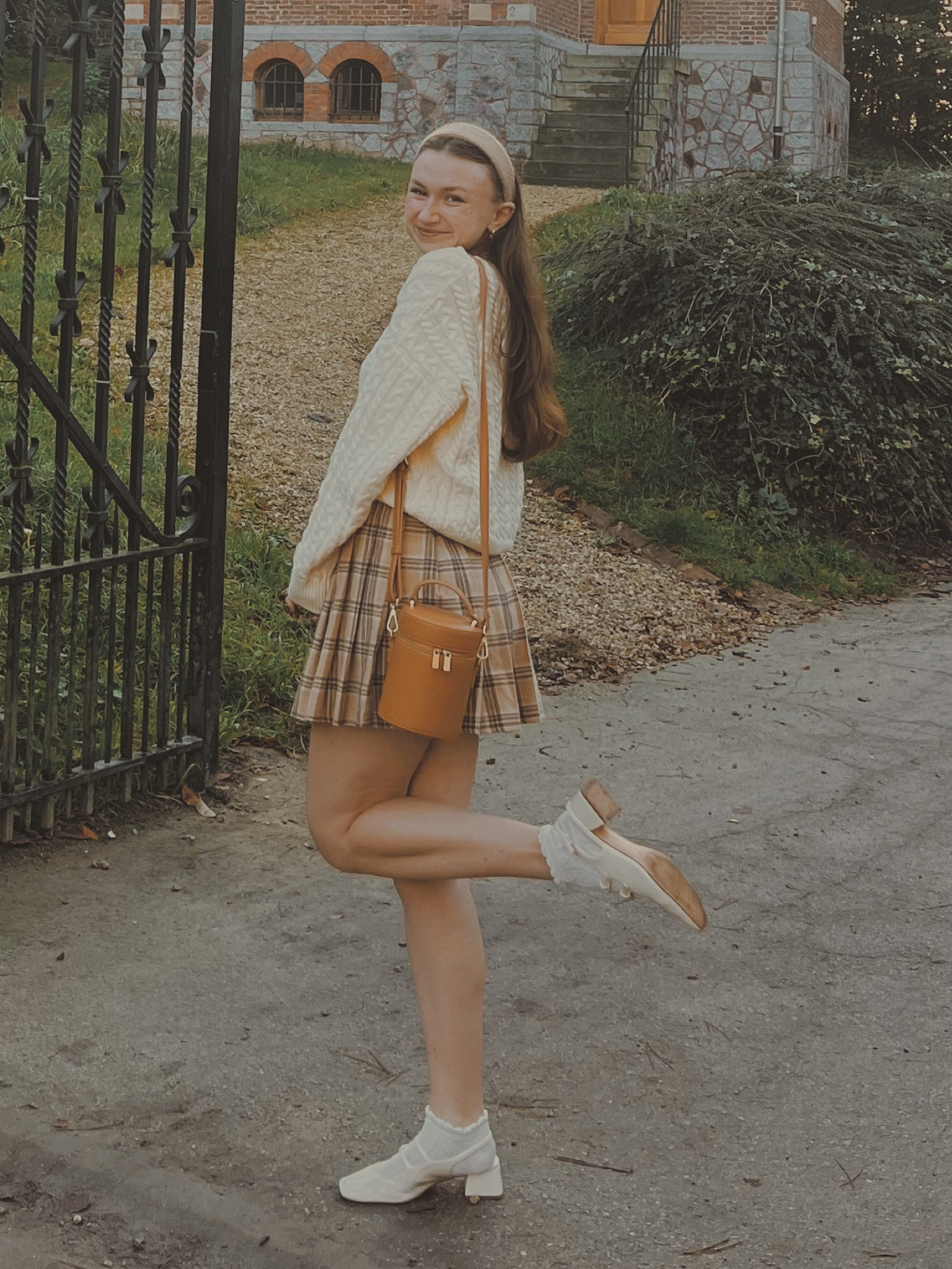 Cable knit cream cardigan
Checkered pleated skirt
White Mary Jane’s
Frill socks 

Light academia 
Light academia outfit 
Light academia style 
Light academia aesthetic 
Neutral outfit 
Autumn outfit 
Autumn fashion 
Autumn fashion inspo

#LTKOver40 #LTKSeasonal