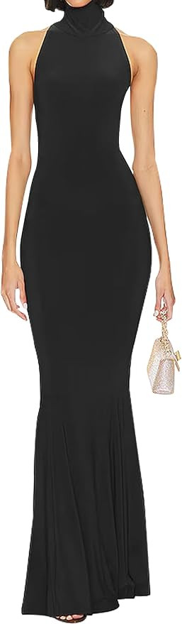 SHESEEWORLD Women's Sleeveless Summer Sexy Backless Maxi Dresses Bodycon Dresses Elegant Halter T... | Amazon (US)