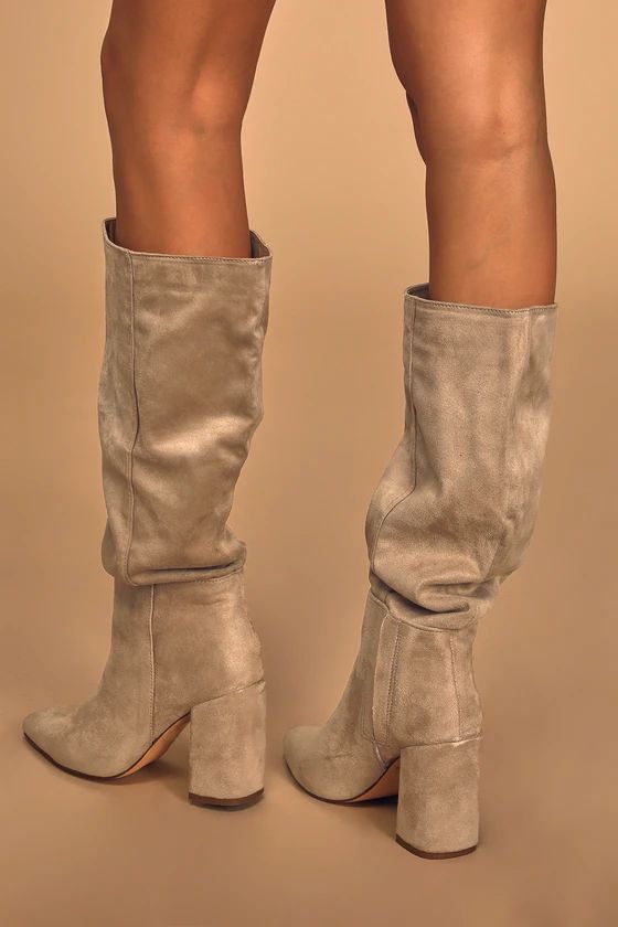 Katari Taupe Suede Pointed-Toe Knee High Boots | Lulus (US)