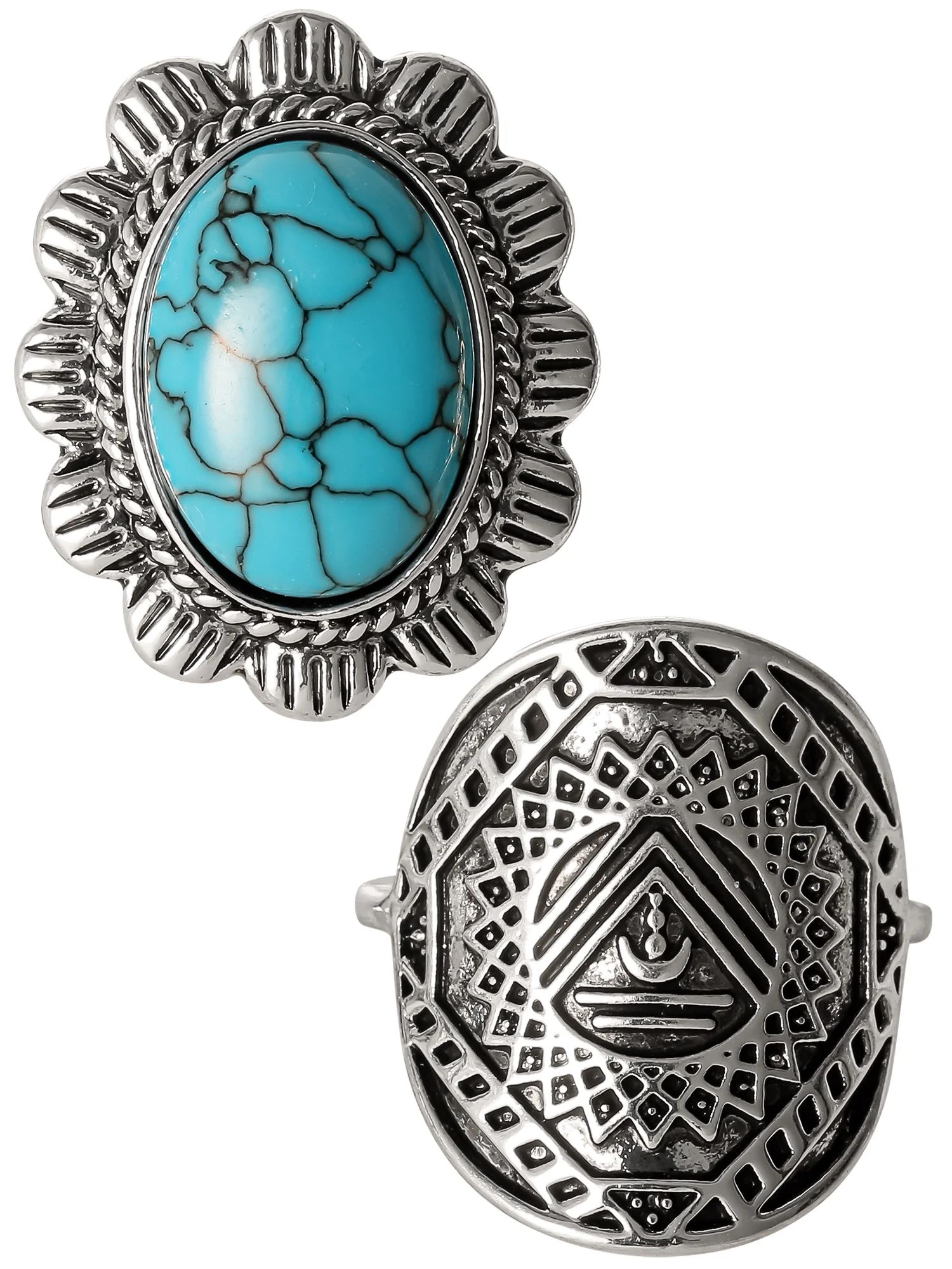 Jessica Simpson Faux Turquoise Stone Ring Set, Set of 2 | Walmart (US)