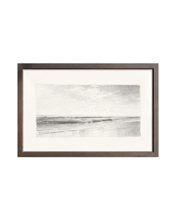 Seascape 6. Beach Sketch Art. Charcoal Drawing Vintage. - Etsy | Etsy (US)