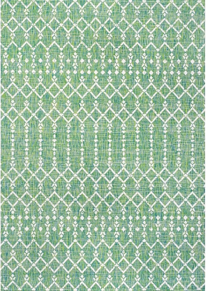 JONATHAN Y Trebol Moroccan Geometric Textured Weave Indoor/Outdoor Area Rug Ivory/Green 8 X 10 Ge... | Amazon (US)