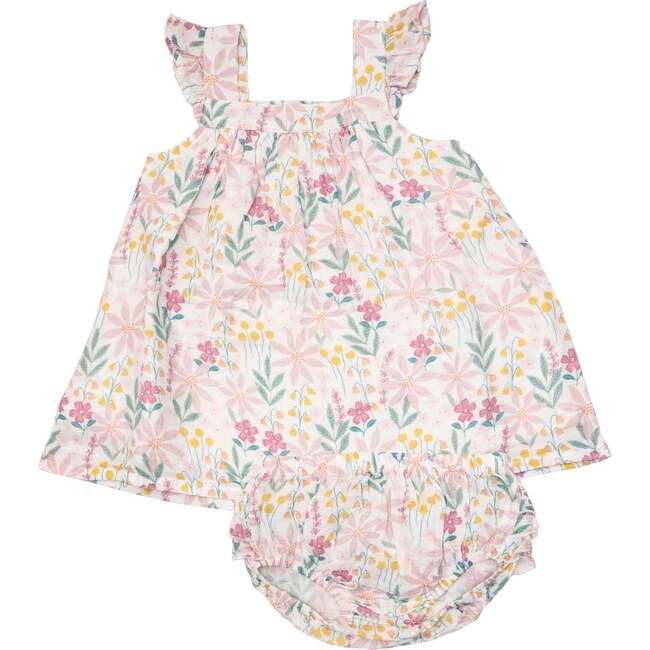 Angel Dear | Pinwheel Floral Dress & Diaper Cover | Organic Cotton (Multicolor, Size 12-18M) | Maiso | Maisonette