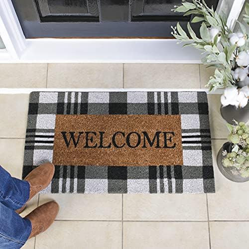 Buffalo Plaid Decor Fall Welcome Mat - Durable Coir Doormat - Cute Welcome Mats for Front Door, O... | Amazon (US)