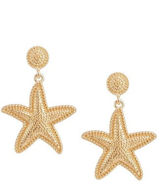 Dot Textured Stud Metal Starfish Drop Earrings | Dillard's
