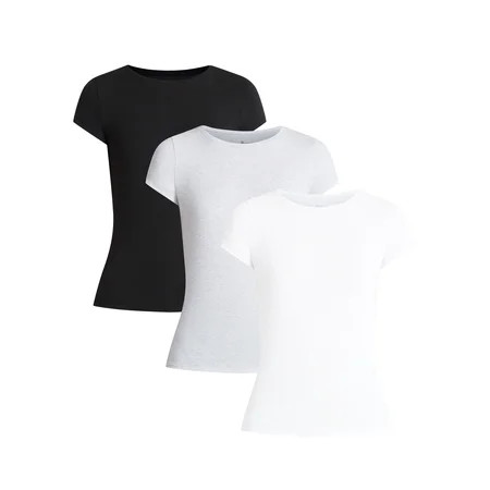 No Boundaries Crew Neck Tee with Short Sleeves, 1 or 3-Pack, Women’s Sizes XXS-XXL | Walmart (US)