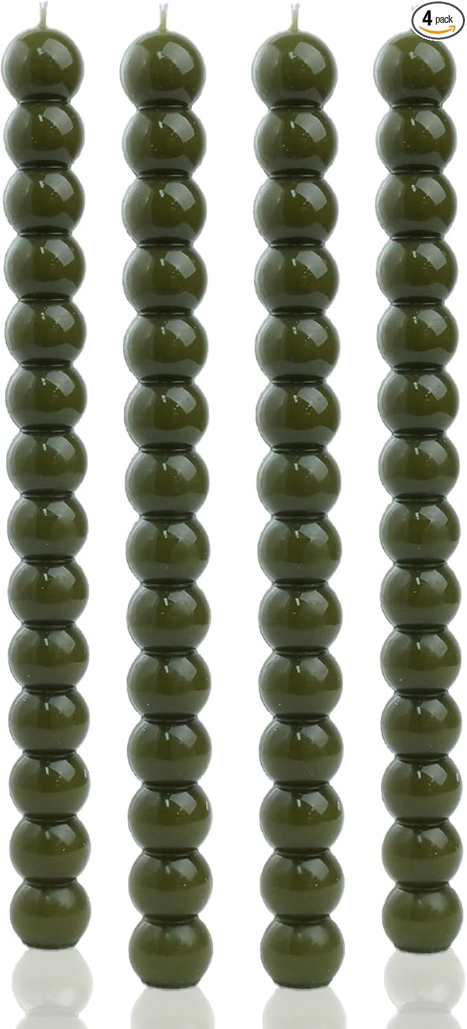 MAITREYA Olive Green Spiral Taper Candles-Set of 4 for Decoration Weddings Party Church-Unscented... | Amazon (US)