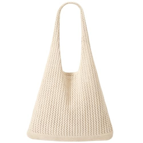 EIMMBD Crochet Bags for Women Beach Totes Bags Aesthetic Summer Tote Shoulder Hippie Bag Knit Bag(Beige) | Amazon (US)