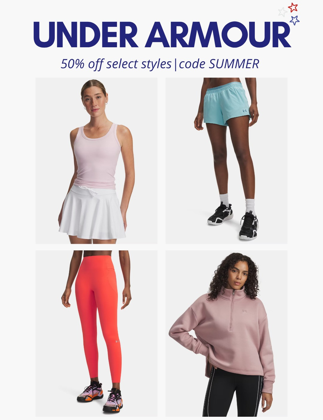 [7/2/26] Under Armour has 50% off select styles with code SUMMER, and there are so many good activewear finds right now. 🩵 From workout sets and running shorts to leggings and easy layers, it’s a great time to grab performance pieces you’ll actually wear on repeat. 

 #LTKootd #LTKActive #LTKSaleAlert
