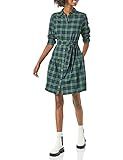 Amazon Essentials Women's Mini Feminine Flannel Shirt Dress, Navy/Green, Blackwatch/Plaid, X-Large | Amazon (US)