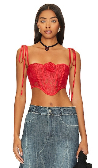 For Love & Lemons Niala Bustier Top in Red. - size L | Revolve Clothing (Global)