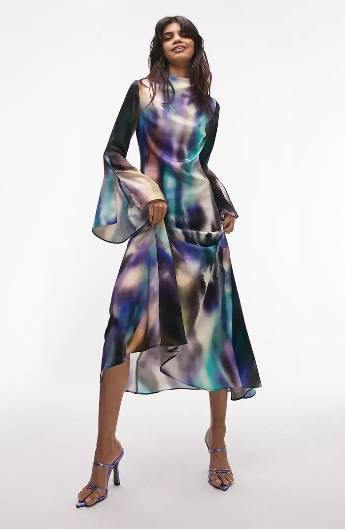 Long Sleeve Satin Midi Dress | Nordstrom