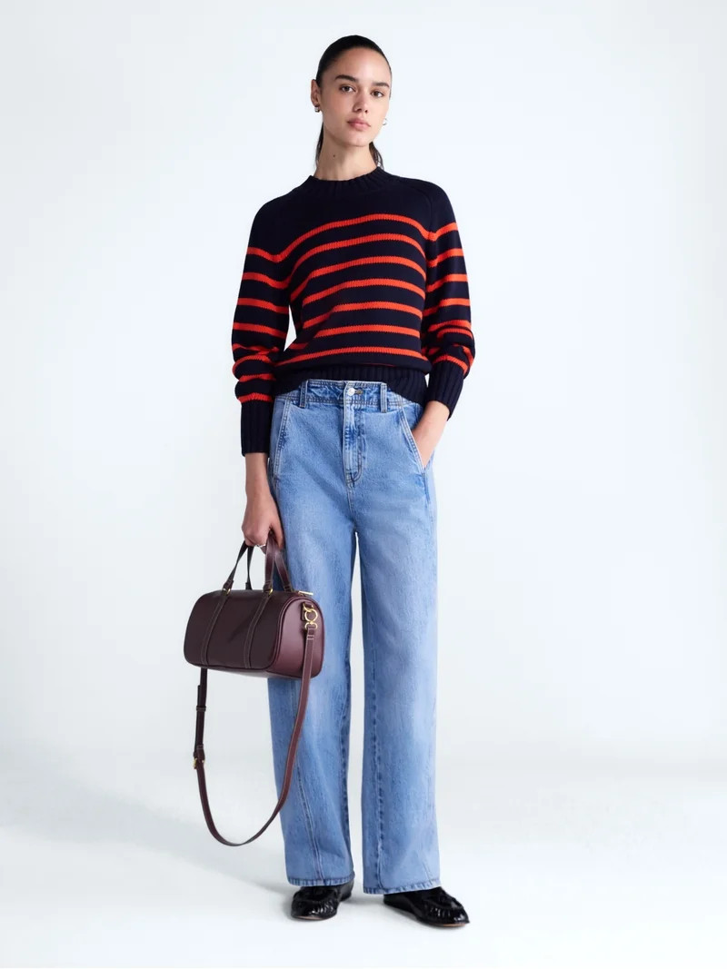 Free Assembly Women's Cropped Mock Neck Cotton Sweater, Midweight, Sizes XS-XXL | Walmart (US)