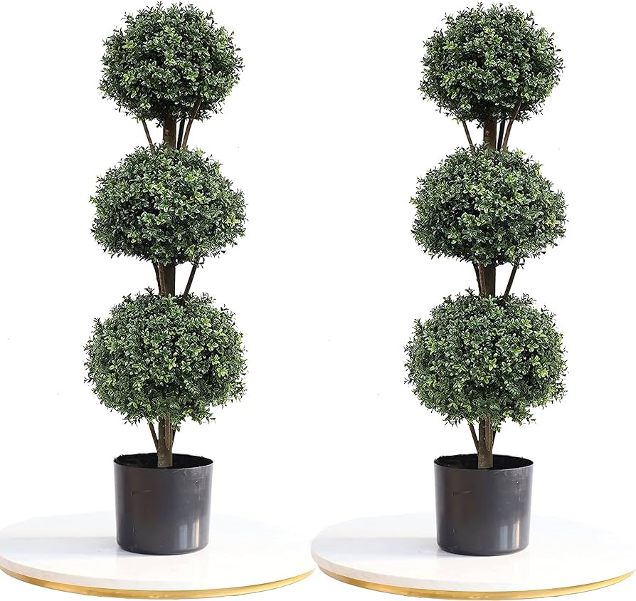 momoplant Set of 2,47 inch-4Ft Artificial Boxwood Topiary Ball Tree UV Plant Fake Topiaries Green... | Amazon (US)