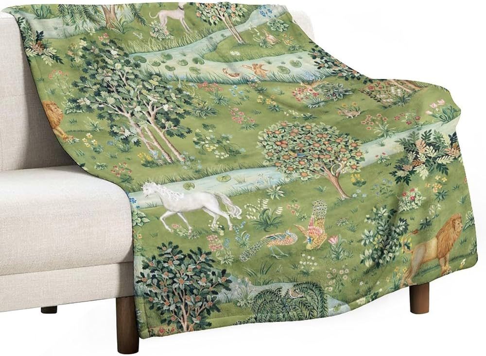 William Morris Floral Blanket,Green Garden Vintage Print Super Soft Flannel Throw Blanket for Bed... | Amazon (US)