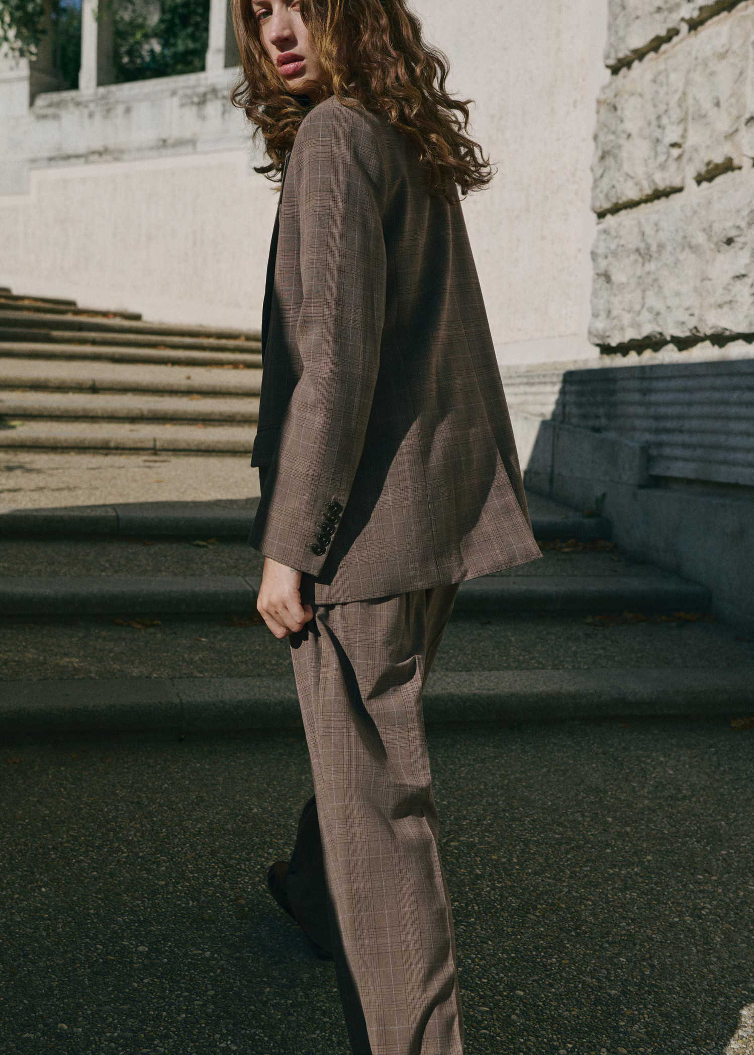 Wide-leg check suit pants - Women | MANGO USA | Mango (US/MX/AU)